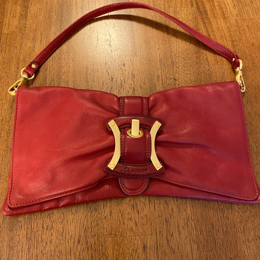 B Makowsky red leather purse / handbag